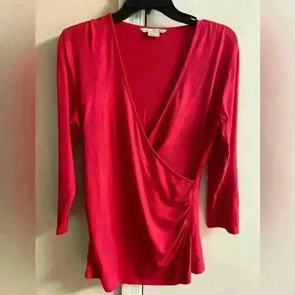 Boden Pink Faux Wrap Blouse Size 10